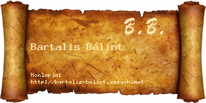 Bartalis Bálint névjegykártya